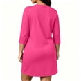 thumbnail image 4 of CAZOFW Womens Plus Size Nightgowns，3/4 Sleeve Round Neck Soft Cozy Short Nightgown Casual Sleepshirt Sizes L-5XL, 4 of 6