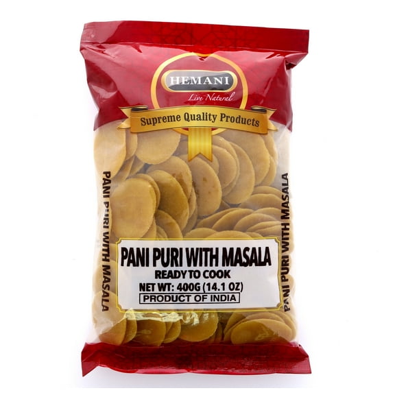 HEMANI Pani Puri - Coins - Comes with Masala - Ready to Cook - 400g (14.1 oz) - All Natural, Vegan & Non-GMO - Indian Origin