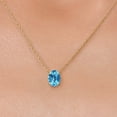 thumbnail image 3 of Gem Stone King 14K Yellow Gold Swiss Blue Topaz Pendant Necklace for Women | 1.30 Cttw | Gemstone November Birthstone | Oval Checkerboard 8X6MM | With 18 inch Chain, 3 of 6