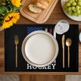 thumbnail image 4 of Black American Flag Placemats Set of 12, Abstract Red Hockey Stripes Us Flag Placemats for Dining Table, Place Mats for Kitchen Tabletop, Waterproof Wipeable Dining Table Mats Set, 4 of 9
