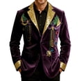 thumbnail image 3 of Ceisia Men's Carnival Print Corduroy Blazer Single Breasted Pocket Casual Party Dress Coat Multicolor M Gifts, 3 of 5