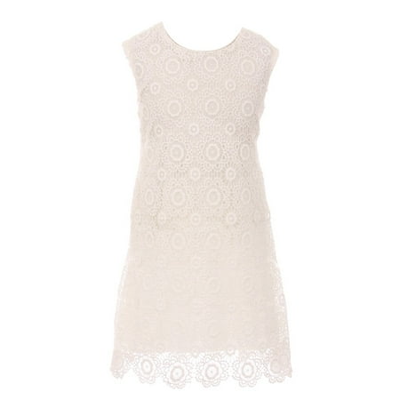 Kids Dream Little Girls Ivory Sleeveless Lace Shift Special Occasion Dress