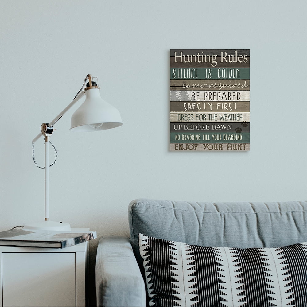 Stupell Industries Cabin Hunting Rules Rustic Charm Brown Green Canvas Wall Art by Kim Allen