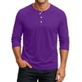 thumbnail image 2 of Men's Summer Henley Shirt 3/4 Sleeve Solid Color Shirts Casual Cotton Jersey Baseball Button up T-Shirts Sport Athletic Tee Top Purple S, 2 of 6