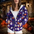 thumbnail image 6 of zaveiop Women's Halloween Big Sales Hoodie Zip up Sweatshirt Cute Long Sleeve Graphic Funny Ghost Print with Pocket (Purple, S), 6 of 8