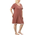 thumbnail image 4 of Agnes Orinda Women's Plus Size Nightgowns Polka Dots V Neck Short Sleeve Midi Sleepshirt 1X Dark Pink, 4 of 8
