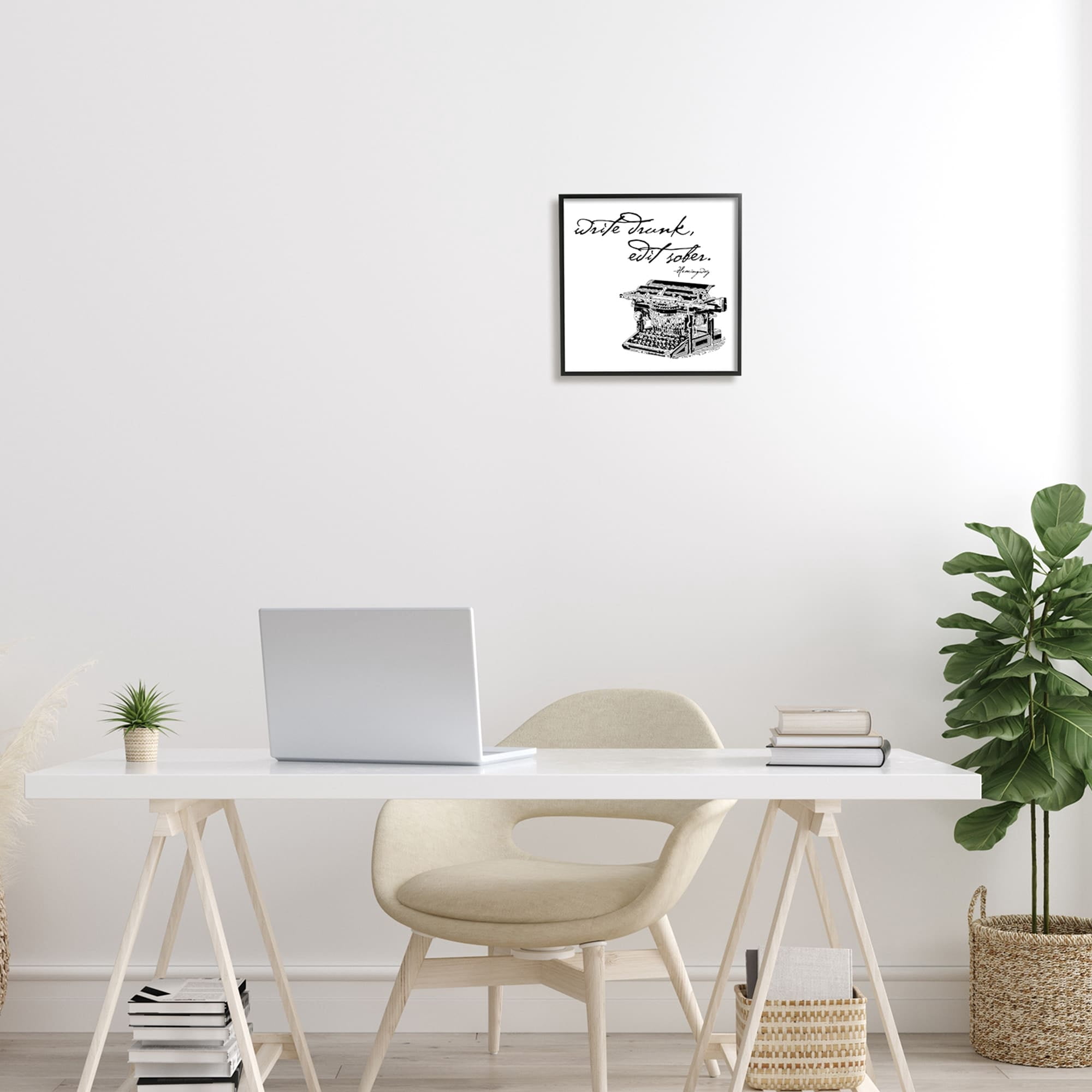 Stupell Industries Vintage Hemmingway Script Quote Classic Typewriter Motif Framed Wall Art, 12 x 12, Design by Amy Brinkman