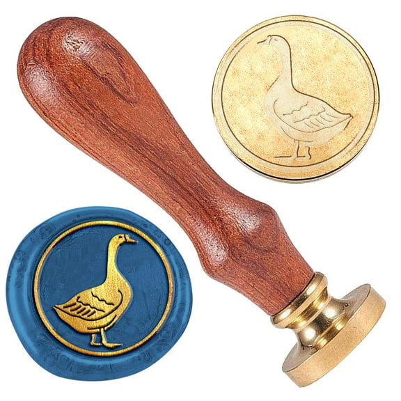 Duck Wax Seal Stamp Embossed Stamp Sealing Removable 1" Brass Wax Seal Stamp Head with Wooden Handle Wedding Invitations Envelopes Gift Packing Decoration Craft Adhesive Waxing Mixed Color