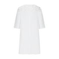thumbnail image 5 of Sakmal Shift Womens Dresses Spring Linen Midi White Semi Formal Dress Lace Short Sleeve Dresses for Women, 5 of 6