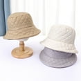thumbnail image 3 of dianhelloya Women Fall Winter Fisherman Hat Flat Top Wide Brim Thick Soft Square Pattern Solid Color Sunshade Windproof Warm Decorative Lady Deep Bucket Cap Winter Headwear Grey, 3 of 8