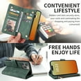thumbnail image 6 of ELEHOLD for iPhone 15 Pro Max Wallet Crossbody Case,Large Capacity Card Slots Zipper Purse Kickstand Function Magnetic Clasp Shoulder Strap Wrist Lanyard Flip Leather Case for iPhone 15 Pro Max,Green, 6 of 6