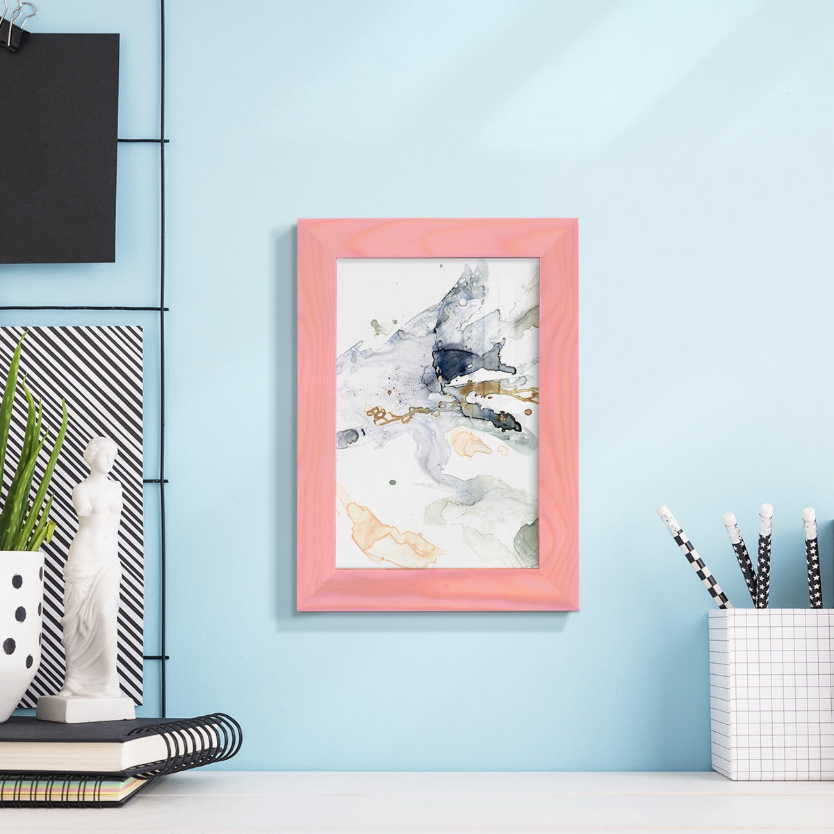 Organic Interlace II -Framed Print w/glass-Sunset Pink