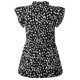 thumbnail image 5 of Camisa de mujer con cuello de muñeca, manga corta, top, estampado, camiseta casual, negro, S Eigraketly AP001622-01, 5 of 7