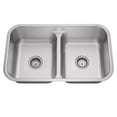 thumbnail image 2 of Miligoré 32" x 19" x 9" Deep Double Bowl (50/50 Low Profile Split) 16-Gauge Stainless Steel Kitchen Sink - Includes Drains/Grids, 2 of 6