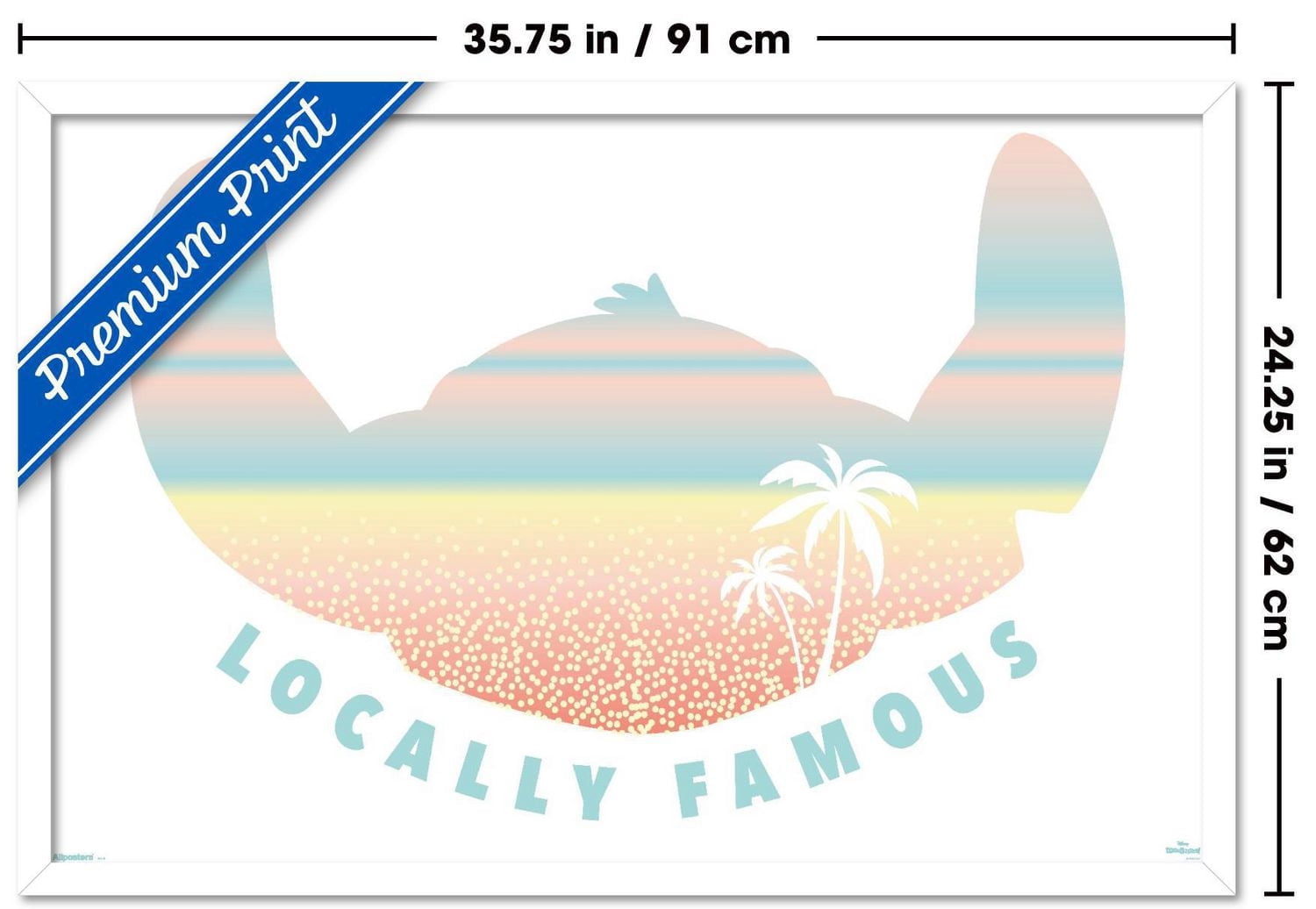 Disney Lilo and Stitch: Beach Vibes - Locally Famous Wall Poster, 14.725" x 22.375" Framed