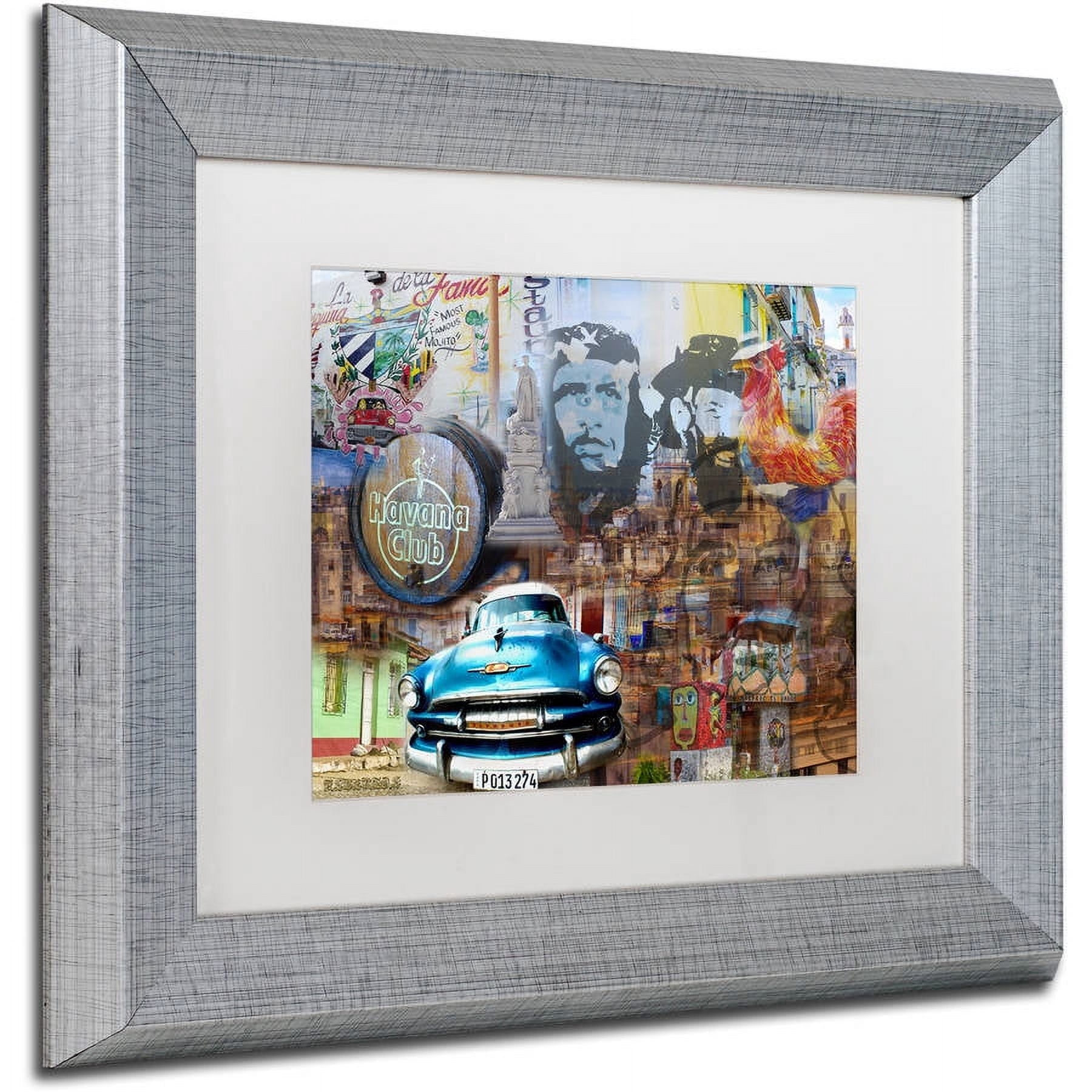 Trademark Fine Art "Havana Club II" Canvas Art by Alberto Lopez, White Matte, Silver Frame