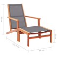 thumbnail image 4 of vidaXL Patio Chair with Footrest Gray Solid Wood Eucalyptus and Textilene, 4 of 6