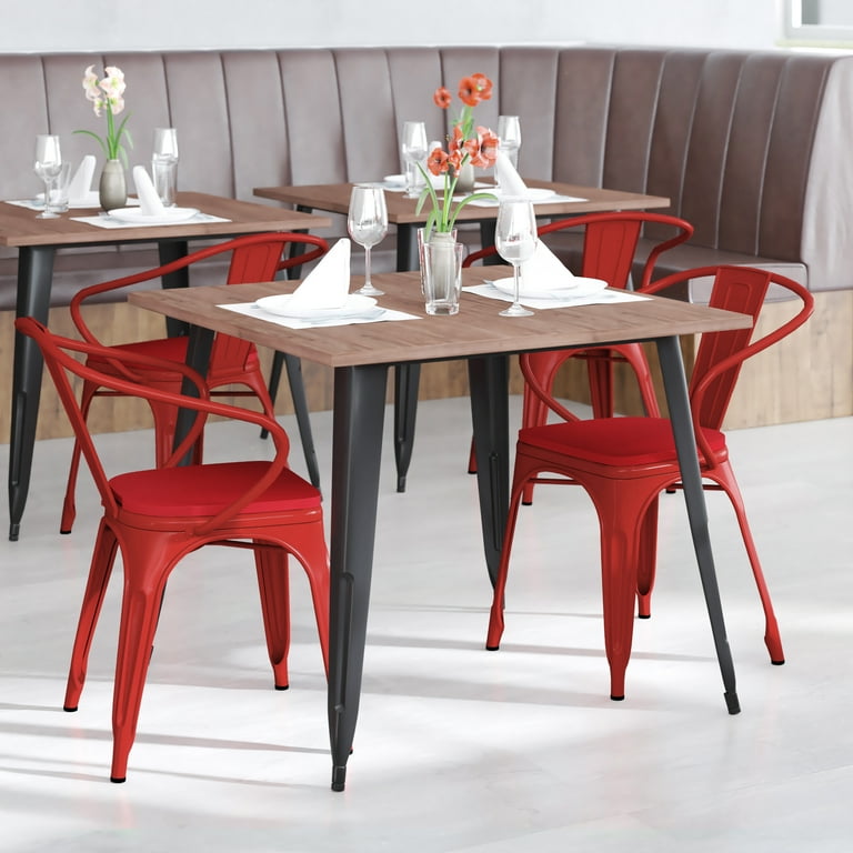 Flash Furniture Luna Commercial Grade Red Metal Indoor-Outdoor