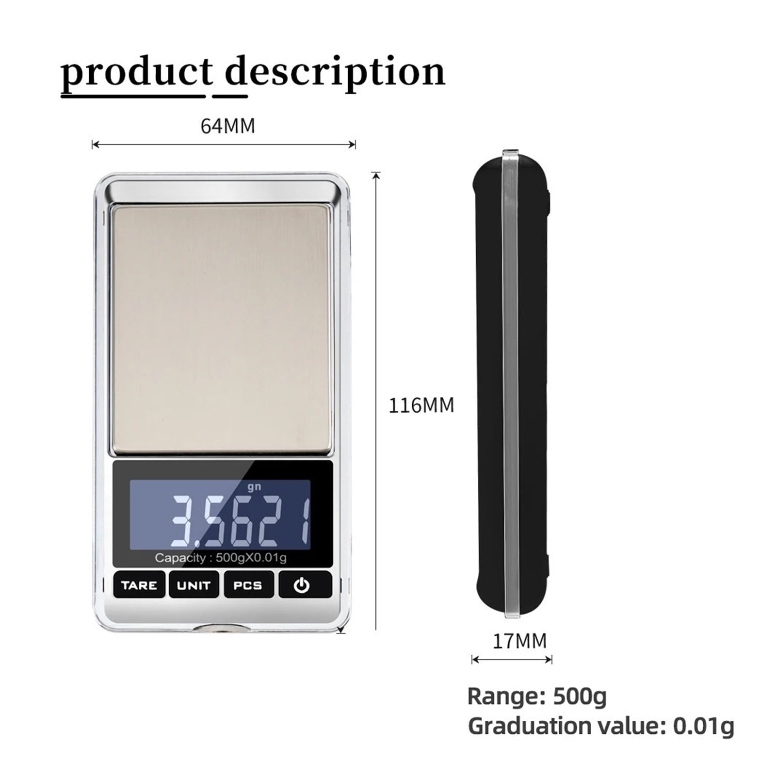 Electronic Jewelry Scale Balance Gram Scale 0.01 Accuracy for Gold Precision Mini Pocket ,Multiple Accessories