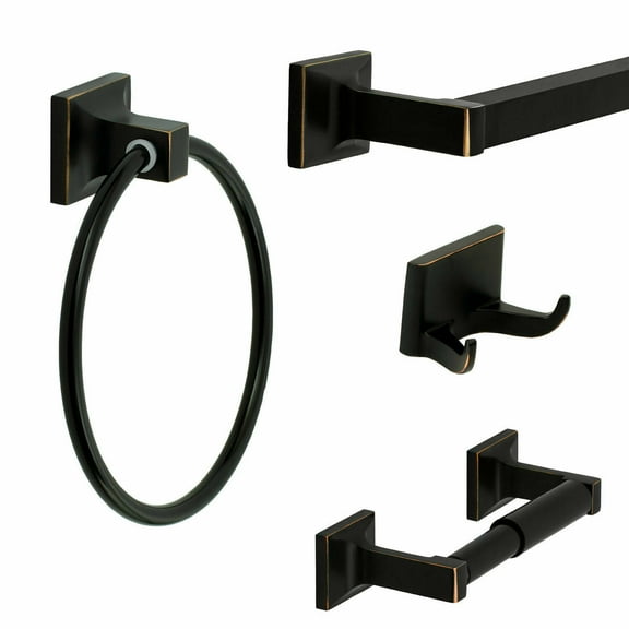 Redwood Series 4 Piece Bath Hardware Bathroom Accessory Set, Oil Rubbed Bronze