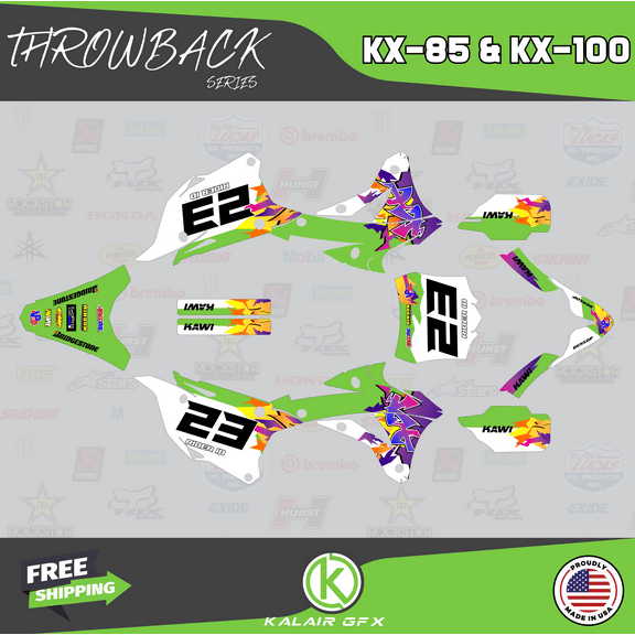 Kalair GFX Graphics Kit for Kawasaki KX85 (2014-2021) Throwback Series