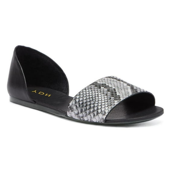 YDN Women Open Round Toe D'orsay Flats Slip on Flat Heel Sandals Walking Shopping Dress Shoes Size 7 Snakeskin