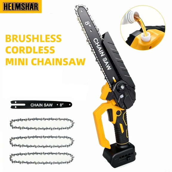 8" Mini Chainsaw, 1500W High-Speed Cordless Power Saw, Tool-Free Chain Tensioning, Compatible with DeWalt 20V Battery, Portable Handheld Saw for Tree Trimming, Wood Cutting & DIY (Tool Only)