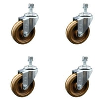 4 Inch High Temp Phenolic Wheel Swivel ½ Inch Threaded Stem Caster Set SCC