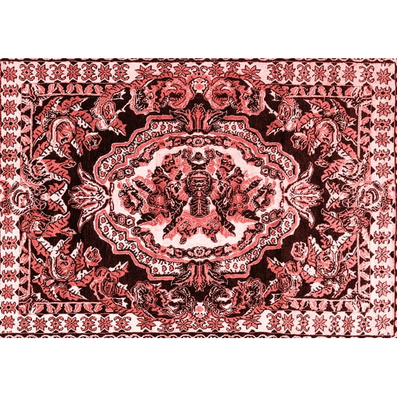 Ahgly Company Indoor Rectangle Medallion Red French Area Rugs, 7' x 9'