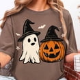 thumbnail image 5 of Ghost And Pumpkin Witch Hat Halloween T-Shirt, Spooky Season Graphic Tee, Retro Fall Comfort Colors Shirt, Vintage Pumpkin Ghost Apparel Gift - Espresso, S, 5 of 5