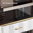 thumbnail image 5 of Luxury Makeup Vanity Desk with Wireless Charging Station and Bluetooth Speaker, Dressing Table with Tempered Glass Desktop, Vanity Set with 5 Drawers, Side Cabinet, Chair, 5 of 7