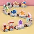 thumbnail image 1 of Wooden Magnetic Train Set - Fun and educational Building Blocks for Kids - includes animal and Fruit Pieces, 1 of 7