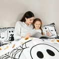thumbnail image 5 of Feelyou Kawaii Cartoon Ghost Queen Comforter Set for Kid, Cute Cat Kitten Bedding Sets, White Black Halloween Reversible Bedding Comforter Set, Breathable Home Decor, 3-Piece, 5 of 8