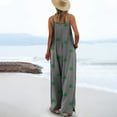 thumbnail image 3 of UPPADA Women's Summer Square Neck Jumpsuits Boho Wide Leg Overalls Casual Floral Print Rompers Beach Outfits with Pockets Vacation Outfit Gray,L, 3 of 6