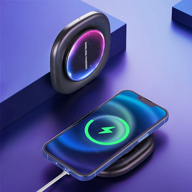 Cargador inalámbrico, cargador portátil, mini almohadilla de carga inalámbrica, mini almohadilla de carga inalámbrica rápida máxima de 15 W, compatible con iOS y Android para el hogar, la oficina y un