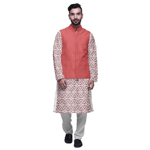 Atasi Printed Long Sleeve Classic Ethnic Kurta Pyjama Set For Mens Casual Wear