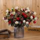 thumbnail image 4 of Paquete de 2 7 ramas, 21 cabezas, flores artificiales de seda, hojas, rosas, ramo de decoración Floral para boda, 4 of 4