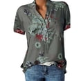 thumbnail image 1 of Blusa de gasa para mujer Camisas de manga corta con cuello en V Blusa con estampado floral Xemadio CJWUS-4006, 1 of 1