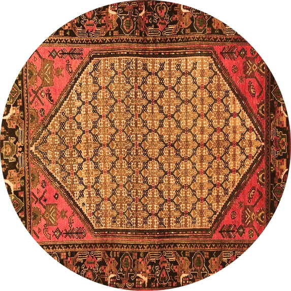 Ahgly Company Indoor Round Persian Orange Traditional Area Rugs, 7' Round