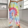thumbnail image 2 of Colorful Tie-dye Swirl Pajamas For Women Loose Retro Night Pajama Pants Comfortable Sleepwear Bottoms Homewear, 2 of 6