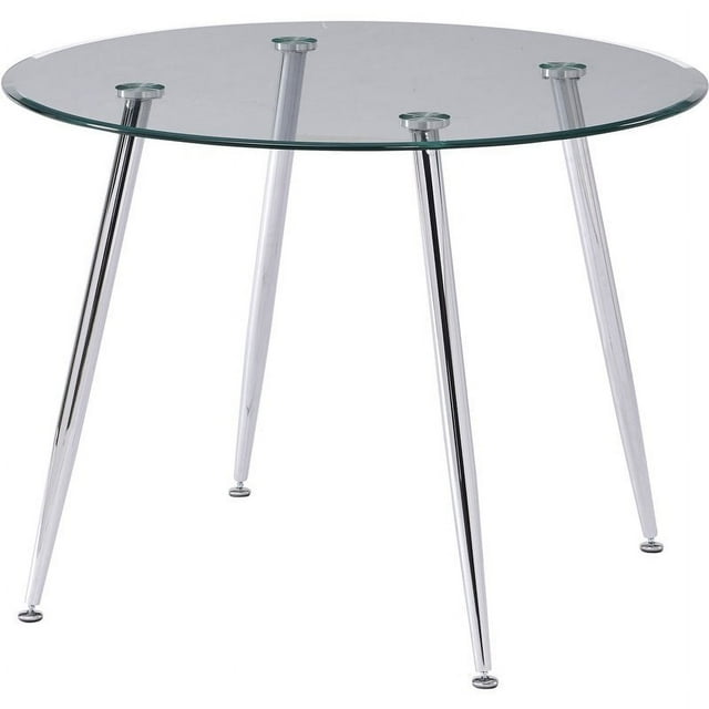Best Master Furniture Patrik 40" Modern Metal Dining Table in Silver
