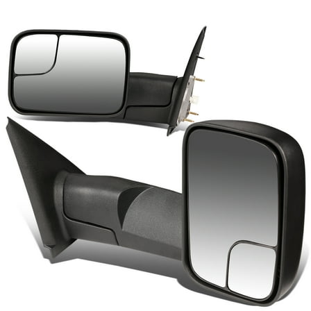 DNA Motoring TWM-012-T222-BK For 2002 to 2009 Ram 1500 / 2500 / 3500 Pair of Black Textured Telescoping Manual Foldable Side View Towing Mirror 05 06 07