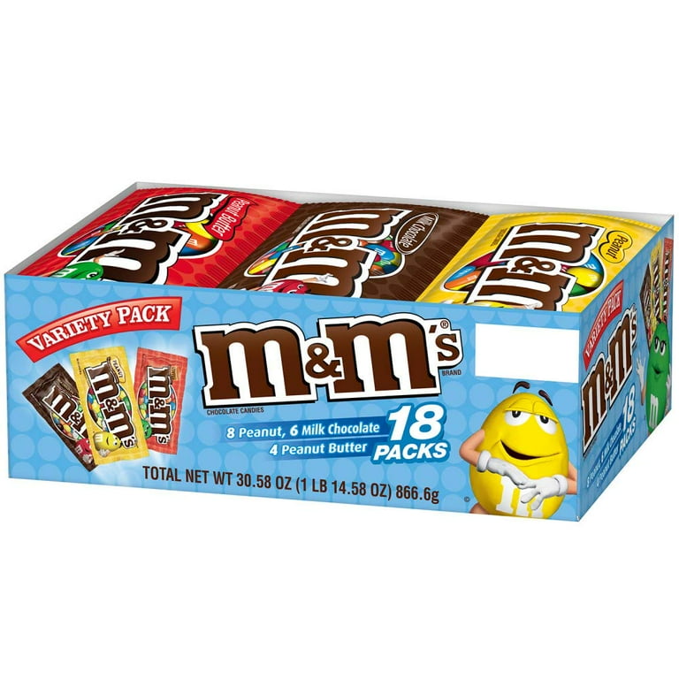 M&M's Variety Pack Chocolate Candy Singles Size 30.58-Ounce 18-Count