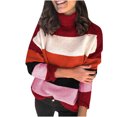 thumbnail image 1 of Suéteres Para Mujer Otoño Invierno Suéter A Rayas Suéter de Cuello Alto Casual Patchwork Manga Larga Abrigo de Punto Grueso Odeerbi ODB178321, 1 of 6