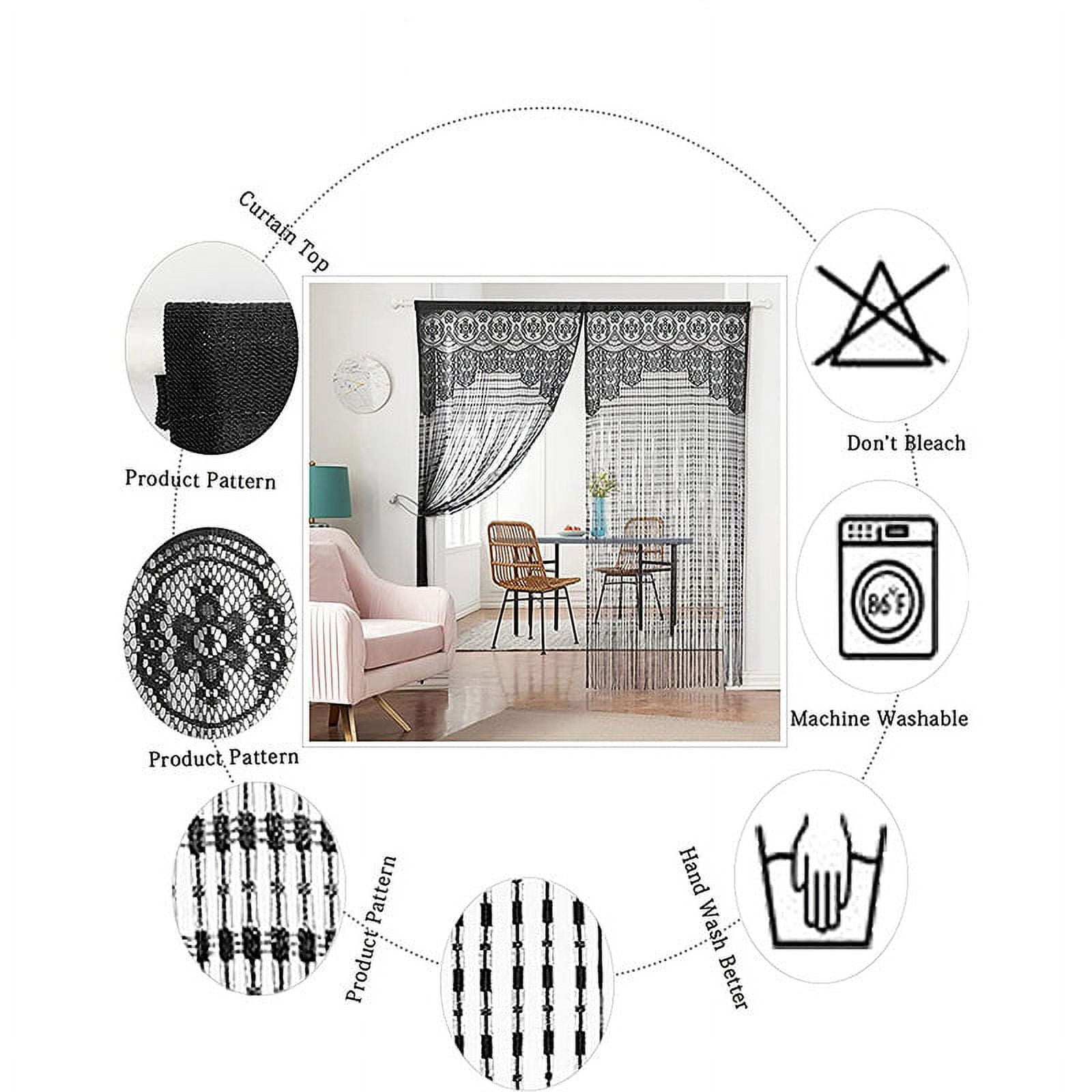 Crochet Lace String Door Curtain Boho Beaded Tassel Doorway Curtain