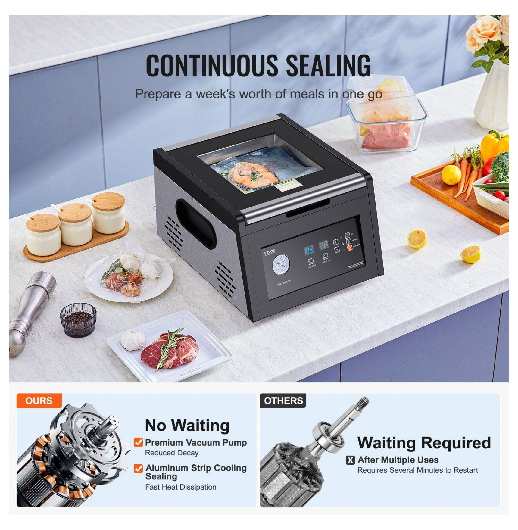 Chamber Vacuum Sealer, 380W Packing Machine for Food, 11.5" Seal Length