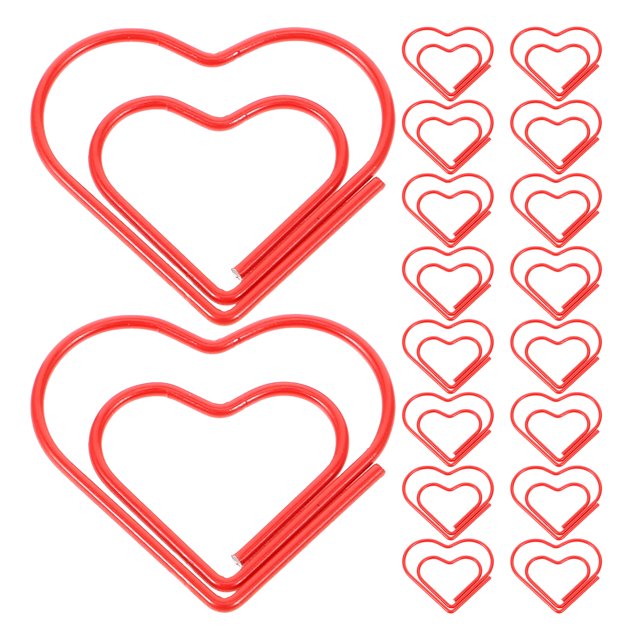 MasteelfCA 100 Pcs Trombones Cœur d'Amour Trombones Marquage Épingle Signet Papeterie Accessoires de Bureau (Rouge)