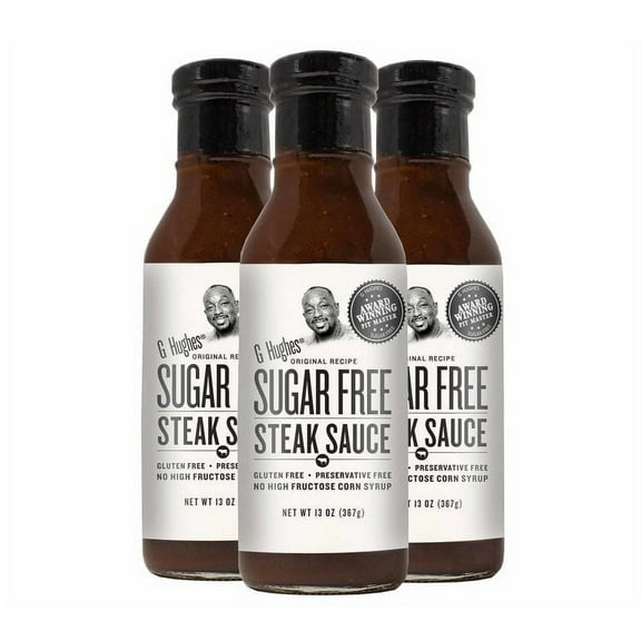 G HUGHES Steak BBQ Sauces Gluten Free, Sugar Free, No Preservatives 13 Oz 3 Bottles