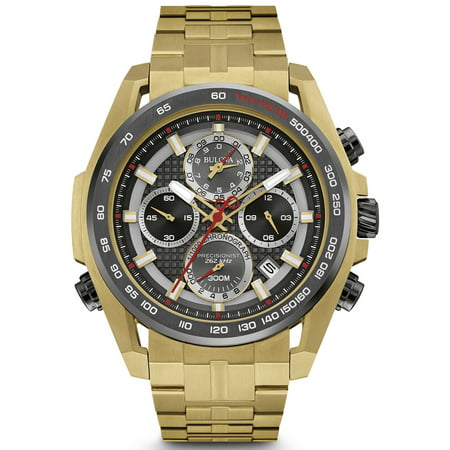 Bulova Mens Precisionist Chronograph Gold Case Gold Bracelet Round Watch - 98B271