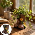 thumbnail image 1 of Maceta con forma de bota de lluvia con orificios de drenaje, macetero de resina verde para jardines interiores y exteriores, balcones, patios y uso decorativo., 1 of 8